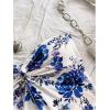imageSHENHE Womens Floral Crop Tube Top Twist Front Strapless Split Asymmetrical Boho Flowy BandeauWhite and Blue