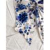 imageSHENHE Womens Floral Crop Tube Top Twist Front Strapless Split Asymmetrical Boho Flowy BandeauWhite and Blue