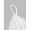 imageSHENHE Womens Lace Babydoll Tank Top Sexy V Neck Sleeveless Flared Hem Flowy Peplum TopsWhite