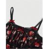 imageSHENHE Womens Lace Trim Cute Strawberry Print Ruffle Hem Babydoll Tank Top CamisoleBlack