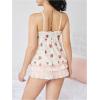 imageSHENHE Womens Lace Trim Cute Strawberry Print Ruffle Hem Babydoll Tank Top CamisolePink