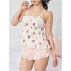 imageSHENHE Womens Lace Trim Cute Strawberry Print Ruffle Hem Babydoll Tank Top CamisolePink