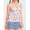 imageSHENHE Womens Lace Trim Cute Strawberry Print Ruffle Hem Babydoll Tank Top CamisoleRed