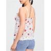 imageSHENHE Womens Lace Trim Cute Strawberry Print Ruffle Hem Babydoll Tank Top CamisoleRed