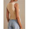 imageSHENHE Womens Sleeveless Knitted V Neck Sweater Tank Split Hem Cropped Vest CardiganApricot