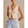 imageSHENHE Womens Sleeveless Knitted V Neck Sweater Tank Split Hem Cropped Vest CardiganApricot