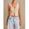 imageSHENHE Womens Sleeveless Knitted V Neck Sweater Tank Split Hem Cropped Vest CardiganApricot