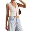 imageSHENHE Womens Sleeveless Knitted V Neck Sweater Tank Split Hem Cropped Vest CardiganBeige