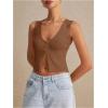 imageSHENHE Womens Sleeveless Knitted V Neck Sweater Tank Split Hem Cropped Vest CardiganBrown