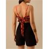 imageSHENHE Womens Tropical Print Bandana Top Tie Back Spaghetti Strap Boho Camisole TopBlack