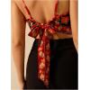 imageSHENHE Womens Tropical Print Bandana Top Tie Back Spaghetti Strap Boho Camisole TopBlack