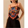imageSHENHE Womens Tropical Print Bandana Top Tie Back Spaghetti Strap Boho Camisole TopBlack