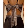 imageSHENHE Womens Tropical Print Bandana Top Tie Back Spaghetti Strap Boho Camisole TopBlack and White