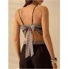 imageSHENHE Womens Tropical Print Bandana Top Tie Back Spaghetti Strap Boho Camisole TopBlack and White