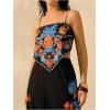 imageSHENHE Womens Tropical Print Bandana Top Tie Back Spaghetti Strap Boho Camisole TopBlue