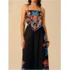 imageSHENHE Womens Tropical Print Bandana Top Tie Back Spaghetti Strap Boho Camisole TopBlue