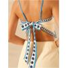 imageSHENHE Womens Tropical Print Bandana Top Tie Back Spaghetti Strap Boho Camisole TopLight Blue