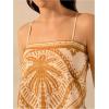 imageSHENHE Womens Tropical Print Bandana Top Tie Back Spaghetti Strap Boho Camisole TopMustard Yellow