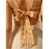 imageSHENHE Womens Tropical Print Bandana Top Tie Back Spaghetti Strap Boho Camisole TopMustard Yellow