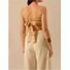imageSHENHE Womens Tropical Print Bandana Top Tie Back Spaghetti Strap Boho Camisole TopMustard Yellow