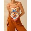 imageSHENHE Womens Tropical Print Bandana Top Tie Back Spaghetti Strap Boho Camisole TopRed
