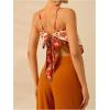 imageSHENHE Womens Tropical Print Bandana Top Tie Back Spaghetti Strap Boho Camisole TopRed