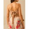 imageSHENHE Womens Tropical Print Bandana Top Tie Back Spaghetti Strap Boho Camisole TopWhite