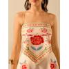 imageSHENHE Womens Tropical Print Bandana Top Tie Back Spaghetti Strap Boho Camisole TopWhite