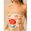 imageSHENHE Womens Tropical Print Bandana Top Tie Back Spaghetti Strap Boho Camisole TopWhite
