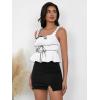imageSHENHE Womens Y2K Ruffle Tank Top Bow Front Square Neck Backless Ruched Cute Babydoll Going Out Crop TopWhite