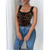 imageSHENHE Womens Y2k Lace Trim Leopard Tank Top Scoop Neck Fitted Cheetah Camisole TankCoffee Brown