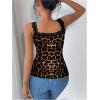 imageSHENHE Womens Y2k Lace Trim Leopard Tank Top Scoop Neck Fitted Cheetah Camisole TankCoffee Brown