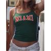 imageSHENHE Womens Y2k Spaghetti Strap Letter Graphic Miami Slim Fit Vintage Crop Tank TopGreen