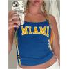 imageSHENHE Womens Y2k Spaghetti Strap Letter Graphic Miami Slim Fit Vintage Crop Tank TopRoyal Blue