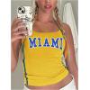 imageSHENHE Womens Y2k Spaghetti Strap Letter Graphic Miami Slim Fit Vintage Crop Tank TopYellow