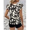 imageSHENHE WomensV Neck Ruffle Cap Sleeve Blouse Tropical Summer Going Out Boho Blouse TopBlack