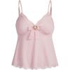 imageSHENHE Womens Coquette Bow Babydoll Top Lace Trim Heart Eyelet Cute Camisole Tank TopPink