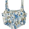 imageSHENHE Womens Floral Bustier Top Square Neck Asymmetrical Elegant Cropped Corset TopGreen and Blue
