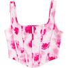 imageSHENHE Womens Floral Bustier Top Square Neck Asymmetrical Elegant Cropped Corset TopHot Pink
