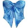 imageSHENHE Womens Floral Crop Tube Top Twist Front Strapless Split Asymmetrical Boho Flowy BandeauBlue