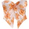 imageSHENHE Womens Floral Crop Tube Top Twist Front Strapless Split Asymmetrical Boho Flowy BandeauOrange