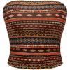 imageSHENHE Womens Hippie Top Strapless Tribal Print Boho Crop Tube Top Off Shoulder Bandeau TankBrown Orange Multi