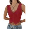 imageSHENHE Womens Lace Trim V Neck Bustier Corset Top Slim Fit Dressy Going Out Vest TanksRed