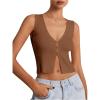 imageSHENHE Womens Sleeveless Knitted V Neck Sweater Tank Split Hem Cropped Vest CardiganBrown
