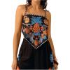 imageSHENHE Womens Tropical Print Bandana Top Tie Back Spaghetti Strap Boho Camisole TopBlue