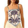 imageSHENHE Womens Tropical Print Bandana Top Tie Back Spaghetti Strap Boho Camisole TopLight Blue