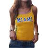 imageSHENHE Womens Y2k Spaghetti Strap Letter Graphic Miami Slim Fit Vintage Crop Tank TopYellow