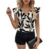 imageSHENHE WomensV Neck Ruffle Cap Sleeve Blouse Tropical Summer Going Out Boho Blouse TopBlack
