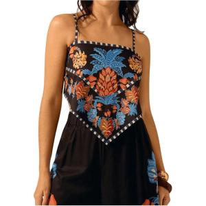 imageSHENHE Womens Tropical Print Bandana Top Tie Back Spaghetti Strap Boho Camisole TopBlue