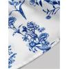 imageSHENHE Womens Floral Print Ruffle Hem Top Strapless Ruched Smocked Cute Peplum TopBlue